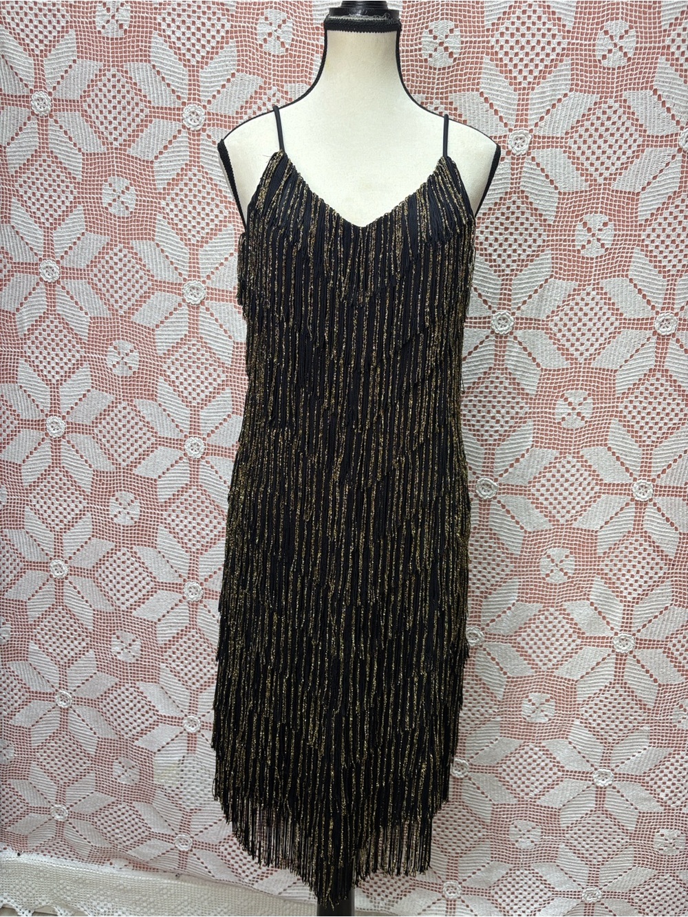 Vintage Collections by JS Black & Gold Fringe Dress - Picture 12 of 12